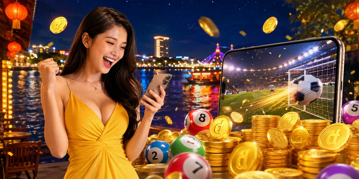 Người phụ nữ miền Tây tại vùng Mekong xem kết quả xổ số truyền thống trên điện thoại